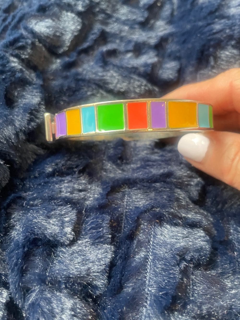 Multicolor Enamel Hinged Bangle Bracelet